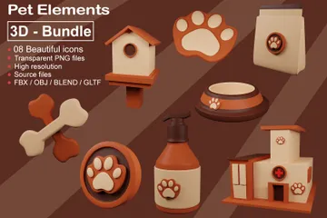 Elementos para animais de estimação Pacote de Icon 3D