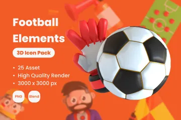 Elementos de futebol Pacote de Icon 3D