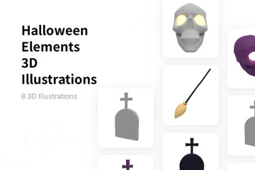 Elementos de Halloween Paquete de Illustration 3D