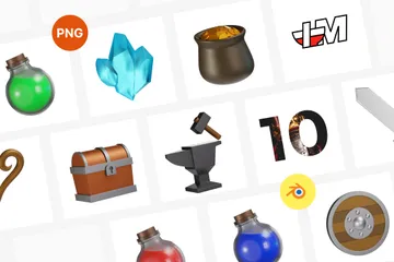 Elementos de RPG de jogo Pacote de Icon 3D