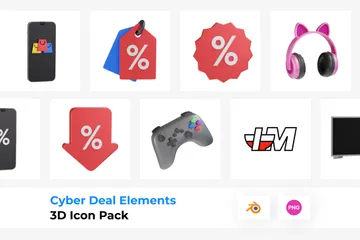 Elementos de ofertas cibernéticas Pacote de Icon 3D