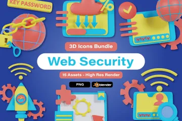 Elementos de seguridad web Paquete de Icon 3D