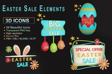 Elementos de venta de Pascua Paquete de Icon 3D