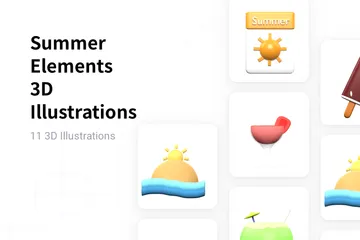 Elementos de verão Pacote de Illustration 3D