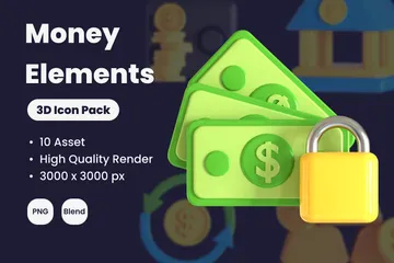 Elementos de dinero Paquete de Icon 3D