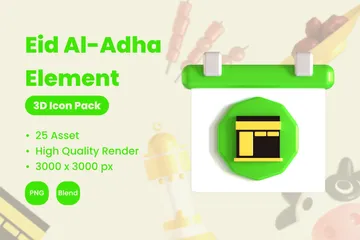 Elementos de Eid Al Adha Paquete de Icon 3D