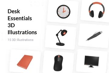 Elementos esenciales del escritorio Paquete de Illustration 3D