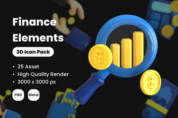 Elementos financieros Paquete de Icon 3D