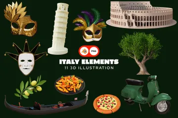 Elementos de Italia Paquete de Icon 3D
