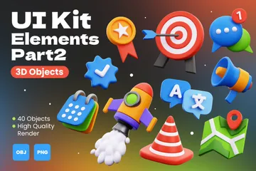 Elementos del kit de interfaz de usuario, parte 2 Paquete de Icon 3D
