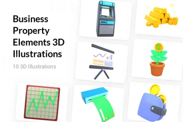 Éléments de propriété commerciale Pack 3D Illustration