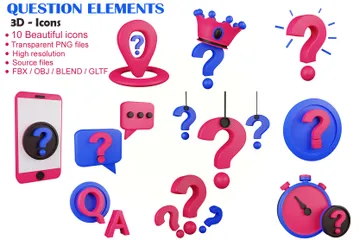 Éléments des questions Pack 3D Icon