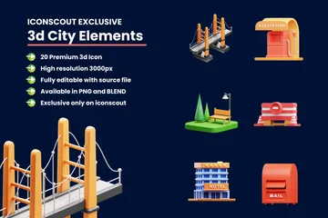 Éléments de la ville Pack 3D Illustration