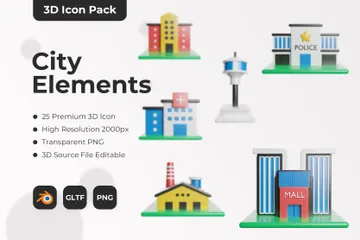 Éléments de la ville Pack 3D Icon