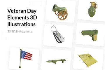 Éléments de la Journée des anciens combattants Pack 3D Illustration