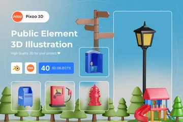 Éléments publics Pack 3D Illustration