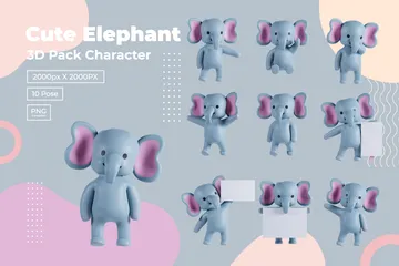 Éléphant mignon Pack 3D Illustration