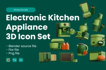 Aparelho de cozinha eletrônico Pacote de Icon 3D