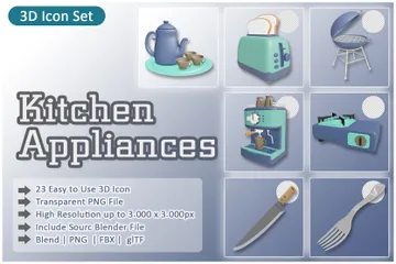 Utensílios de cozinha Pacote de Icon 3D