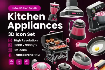 Utensílios de cozinha Pacote de Icon 3D