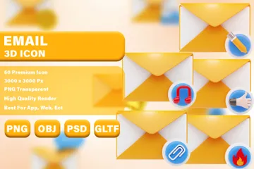 E-mail Pack 3D Icon