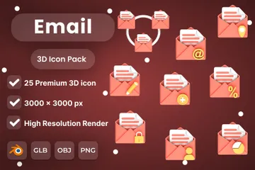 Email 3D Icon Pack