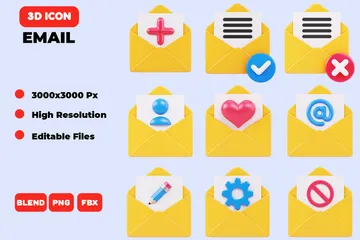 Email 3D Icon Pack