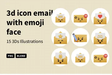 E-mail avec visage Emoji Pack 3D Icon