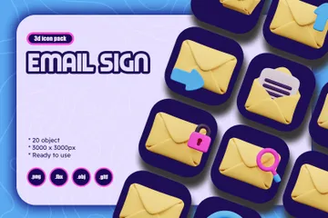 Email Sign 3D Icon Pack