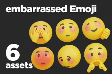 Embarrassed Emoji 3D Icon Pack
