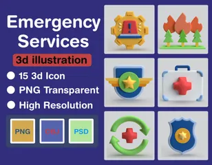緊急サービス 3D Iconパック