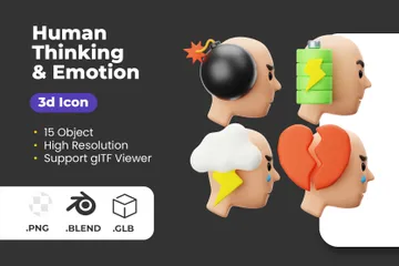 Pensamento e Emoção Humanos Pacote de Icon 3D