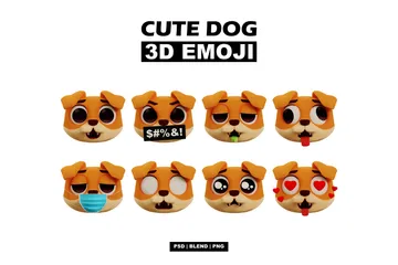 Emoji de cachorro fofo Pacote de Icon 3D