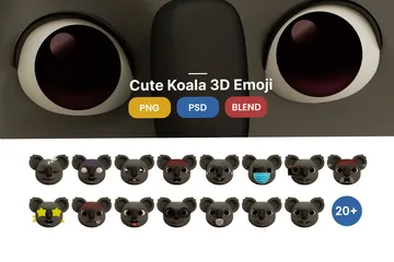 Emoji de coala fofo Pacote de Icon 3D