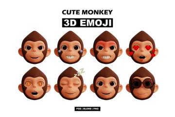 Emoji de macaco fofo Pacote de Icon 3D