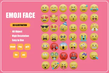 Cara de emoji Pacote de Icon 3D