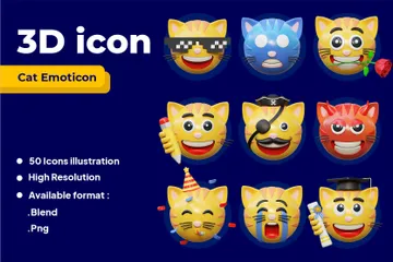 Emoticon de expressão de gato Pacote de Icon 3D