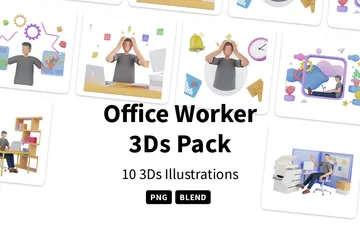 Travailleur de bureau Pack 3D Illustration
