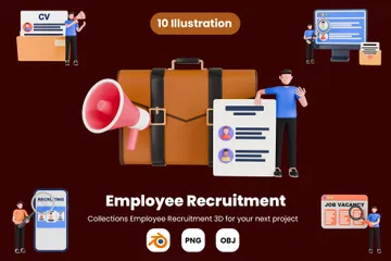Employee Recruitment 3D Illustration Pack