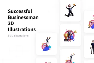 Hombre de negocios exitoso Paquete de Illustration 3D