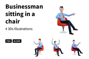 Empresário sentado em uma cadeira Pacote de Illustration 3D