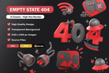 Empty State 404 3D Icon Pack