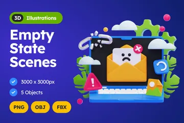 Empty State Scenes 3D Icon Pack