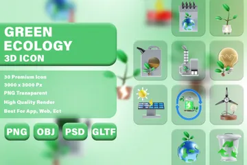 Energia e Ecologia Pacote de Icon 3D