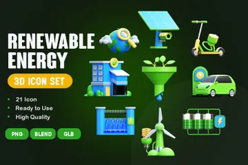 Energía renovable Paquete de Icon 3D