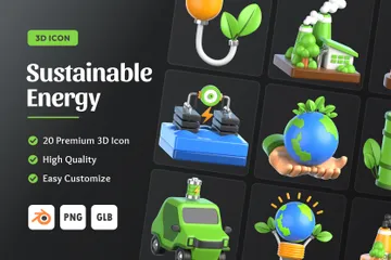 Energía sostenible Paquete de Icon 3D