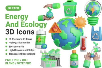 Energía y ecología Paquete de Icon 3D
