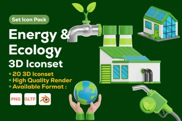 Energía y ecología Paquete de Icon 3D