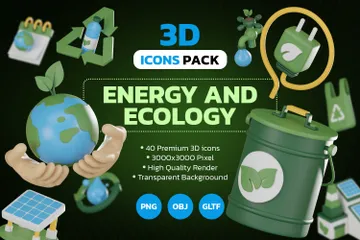 Energy And Ecology 3D Icon Pack