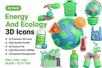 Energy And Ecology 3D Icon Pack